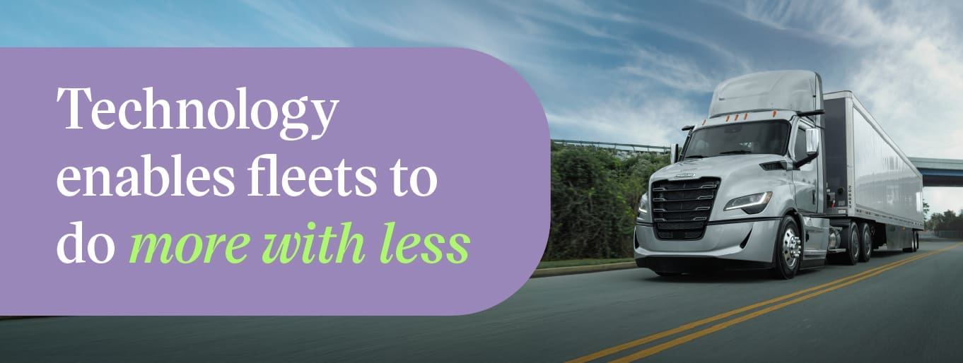 Semi truck on the highway representing fleet technology efficiency gains