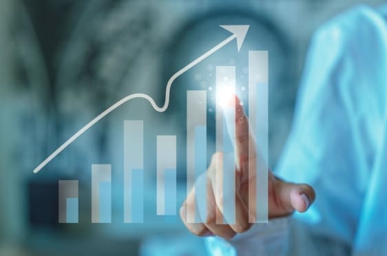 Rising bar chart representing growth in gross billings